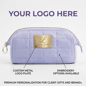 Custom Logo Vintage Quilted Zipper Cotton Fabric <b>Large</b> Capacity Travel Cosmetic <b>Bag</b> Waterproof Portable Eco-Friendly <b>Makeup</b> - Product Image 6