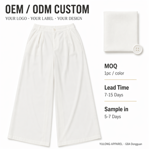 <span class=keywords><strong>Pantaloni</strong></span> <span class=keywords><strong>Palazzo</strong></span> da Donna Personalizzati OEM all'Ingrosso, <span class=keywords><strong>a</strong></span> Vita Alta, con Elastico Posteriore, Gamba Larga Plissettata, Casual da Ufficio, <span class=keywords><strong>Lunghi</strong></span> - Product Image 1