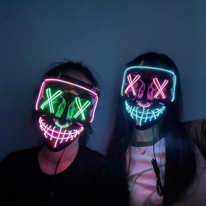 Máscara LED <span class=keywords><strong>de</strong></span> Halloween <span class=keywords><strong>con</strong></span> Inversor EL, Máscara Oni Brillante, Accesorios para Festivales, Máscara <span class=keywords><strong>de</strong></span> Alambre EL Rojo - Product Image 4