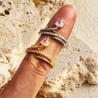 Nouvelle bague pour femme en zircon rose, fleur de tulipe, plaquée or, ajustable, bijoux floraux tendance, cadeau
