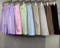 360gsm coton éponge bord brut cordon de serrage poches latérales pierre lourd lavé hommes Street Wear Cargo Shorts