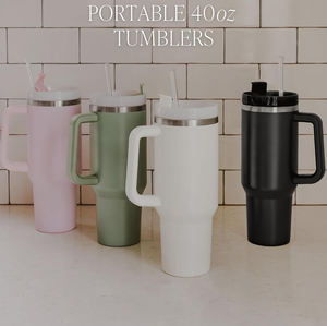 Mug de voyage sportif avec logo, 40 oz, en acier inoxydable, isotherme, pour café et bière, avec poignée et paille - Product Image 2