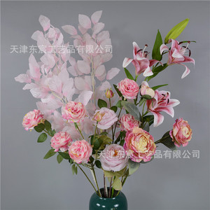 Vase à fleurs rose Dongchen Crafts en soie PU, décorations de table de mariage - Product Image 3