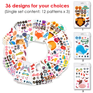 Foska bối rối giáo dục làm cho một khuôn mặt Sticker Sheets động vật cho trẻ em mầm non học tập Sticker sách cho trẻ em - Product Image 3