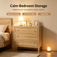 Commode moderne à 3 tiroirs en panneaux de particules avec finition grain de bois pour chambre, salon et couloir