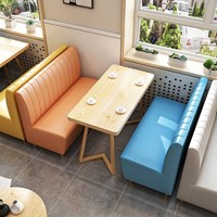 Ensemble de table et banquette de restaurant contemporain en bois et PU, mobilier de restauration commercial pour café, bistrot, hôtel