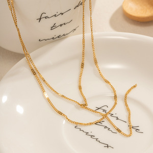 Mehrlagige Halskette für Damen aus Edelstahl, <span class=keywords><strong>Y</strong></span>-Kette, Edelstahl, 18 Karat vergoldet, Schmuck - Product Image 3