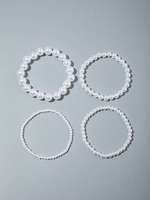 Ensemble de 4 bracelets de cheville en cuivre plaqué imitation perle blanche, multi-tailles, ronds, brillants, tendance, bijoux de plage pour femmes, cadeau