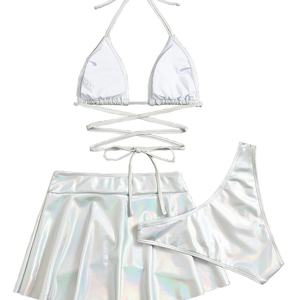 Nuevo Conjunto de Bikini Acanalado Estampado Personalizado de 2 Piezas con Servicio OEM, Diseño de Puntos Sólidos y Logotipo Frontal, Venta al por Mayor de Ropa de Playa - Product Image 2