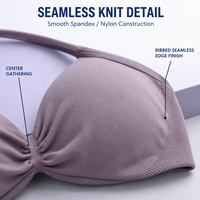Bra Yoga Seamless Elastis Tinggi Cepat Kering Tanpa Tali Punggung, Bra Olahraga Ringan Penyangga Kuat, Bra Gym Lari Bernapas
