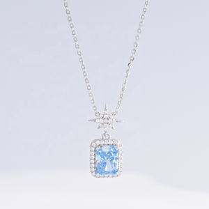 Collar de plata 925 con colgante de corazón, delicado, minimalista, colorido, con zafiro y circonita cúbica, ideal para el verano. - Product Image 4