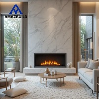 AMAZBUILD Cheminée électrique LED moderne personnalisée à flamme dynamique haute simulation, intégrée, à économie d'énergie pour salon