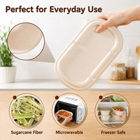 Boîte à burger articulée robuste sans PFAS, compatible micro-ondes, écologique, en amidon de maïs, compostable, biodégradable, pour gâteaux et aliments