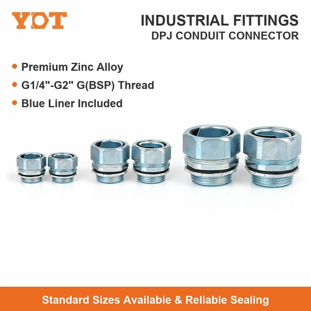 DPJ GB Standard Coated Metal Conduit Connector, Three-Pillar Self-Fixing Box Fitting, Inch Thread Internal & External Thread