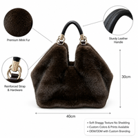 Sac fourre-tout de luxe bohème pour femme en fausse fourrure, avec deux sangles, résistant au froid, moelleux, grande capacité, léger et décontracté