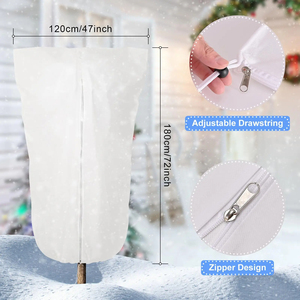 Housse de protection hivernale pour plantes avec cordon de serrage et fermeture éclair, respirante et coupe-vent, sac de culture pour temps froid (vente en gros) - Product Image 2