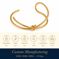Bracelet jonc WANQI personnalisé en acier inoxydable plaqué or, motif nœud, pour femme, accessoire délicat et populaire
