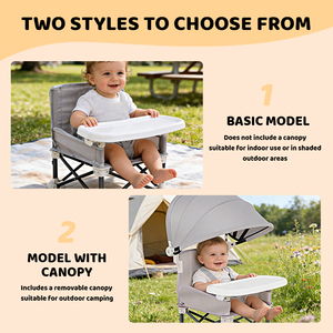 เก้าอี้เด็กพับได้แบบพกพาสำหรับใช้งานกลางแจ้ง รุ่นใหม่ เป็นมิตรกับสิ่งแวดล้อม พร้อมหลังคาบังแดดและถาดอาหาร เหมาะสำหรับปิกนิก ชายหาด ตั้งแคมป์ และใช้ในห้องน้ำ - Product Image 3