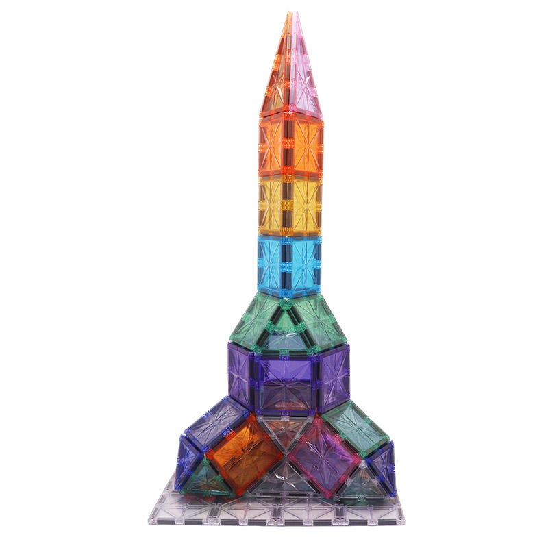 Wellbbplay 128-Piece Magnetic Building Tiles Set-STEM Learning ...
