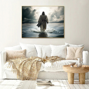 Décoration intérieure religieuse moderne Téléchargement numérique de Jésus-Christ marchant sur l'eau Portrait Impression d'<span class=keywords><strong>art</strong></span> chrétien sur toile - Product Image 3