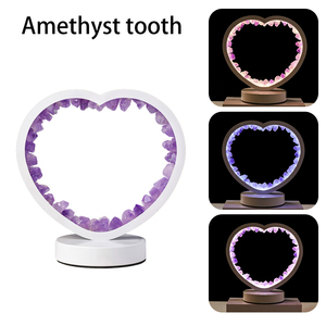 Lampe de table en cristal naturel brut en forme de cœur alimentée par USB pour la décoration romantique de chambre et cadeau de Saint-Valentin (vente en gros) - Product Image 3