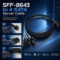 Hard Drive RAID SFF-8643 ke 4 SATA Mini SAS Kabel 6Gbps Kecepatan Tinggi Berlapis Perak Tembaga Aluminium Foil Kabel Terlindungi
