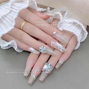 <span class=keywords><strong>D</strong></span>écoration <span class=keywords><strong>d</strong></span>'ongles en strass de cristal K9, rectangulaire, à angle droit, bleu scintillant, à fond pointu, effet bonbon de roche, Cy0510 - Product Image 4