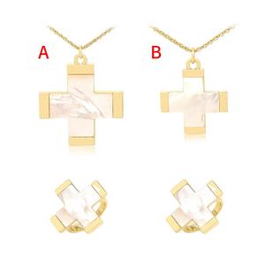 Moda Takı Çapraz Şekilli Kolye ve Küpe Takı Setleri Ay ve Çiçek Takı Setleri Kadınlar İçin Hediye - Product Image 1