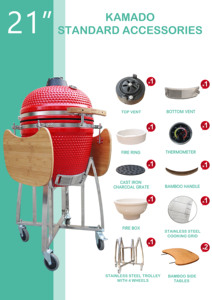 Barbecue <span class=keywords><strong>Kamado</strong></span> Joe en céramique de 21 pouces, style <span class=keywords><strong>japonais</strong></span>, pour barbecue intérieur et extérieur, AUPLEX - Product Image 6