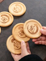 Sous-verre en bambou durable, motif symbole végétal classique chinois, pour service à thé, approvisionnement direct usine, idéal pour les entreprises