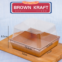 Plateau en papier de gros 12x11x8,5 cm avec couvercle en plastique PET transparent pour boulangerie, pâtisserie, gâteaux, biscuits, muffins, sandwichs, tiramisu, pain