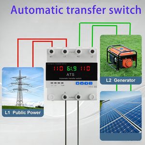 Commutateur de transfert automatique réglable 4P 63A 100A ATS avec protection contre les surtensions et les sous-tensions, protection contre les surintensités et sélecteur de phase - Product Image 3