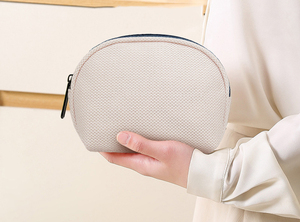 <b>Women</b> Custom Makeup Case Air Mesh Polyester Portable Travel Cosmetic <b>Bag</b> Makeup <b>Wash</b> <b>Bag</b> Small Storage Half-Round Clutch <b>Bag</b> - Product Image 3