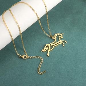 独特的镀金不锈钢定制卡通人物名字儿童项链个性化涂鸦项链珠宝礼品 - Product Image 4