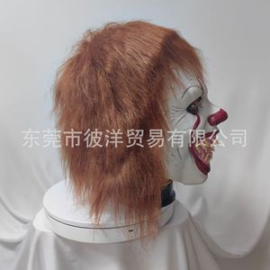 Máscara de látex de payaso de Halloween con peluca, accesorio de disfraz de terror para fiestas, escape room, cosplay - Product Image 3