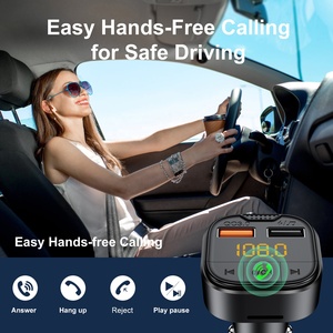 AGETUNR 2023 NOUVEAU Émetteur FM Bluetooth pour voiture T80 Port USB <span class=keywords><strong>Carte</strong></span> TF pour lecteur MP3 de voiture Charge rapide 18W QC3.0 Kit voiture Bluetooth - Product Image 2