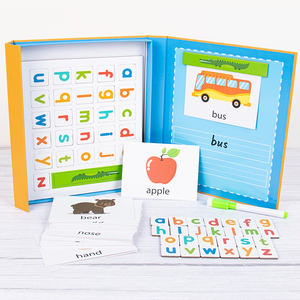 Jouets éducatifs en bois pour la maternelle, cartes Montessori assorties, <span class=keywords><strong>jeu</strong></span> de mots magnétiques <span class=keywords><strong>Alphabet</strong></span> lettre - Product Image 1