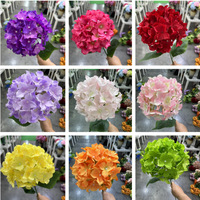 Bunga Hydrangea Sutra Buatan Tangan Realistis Grosir, Tangkai Tunggal, untuk Rumah, Pernikahan, Thanksgiving, Hari Valentine