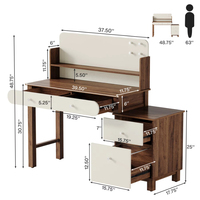 Bureau d'ordinateur réglable moderne avec étagère 4 tiroirs de classement Table d'étude d'écriture simple pour étudiants pour petit bureau