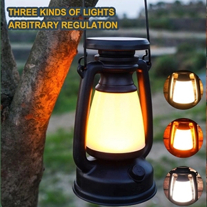 Retro đèn IPX4 không thấm nước TYPE-C sạc đèn lồng dầu hỏa Đèn Cắm Trại Đèn năng lượng mặt trời cắm trại đèn lồng - Product Image 2
