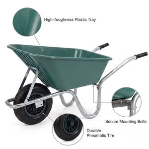 WB6414P European Market 150kg Garden <b>Wheel</b> Barrow <b>Plastic</b> Tray 4.00-8 Pneumatic <b>Wheel</b> Construction Heavy Duty Wheelbarrow - Product Image 2