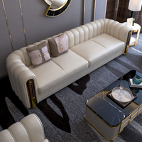 Canapé Sectionnel de Salon en Cuir Véritable de Style Italien, Ensemble de Meubles de Luxe Modernes