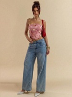 Tenue de soirée romantique pour les vacances, rose sexy, avec fleurs 3D, haut tube sans bretelles, coupe ajustée, corset bustier, crop top pour femmes