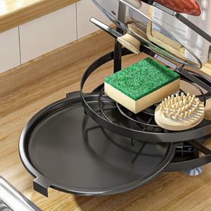 Étagère à vaisselle rotative à 360° avec double niveau en métal pour une utilisation en cuisine, design moderne - Product Image 2