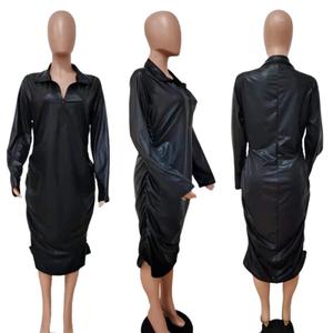 Vêtements pour femmes d'automne, nouvelle collection, long manteau en PU, grande taille pour femmes - Product Image 2