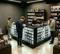 Vitrine verticale en verre gradué avec cadre métallique personnalisé, présentoir pour objets de collection sportifs, étagères pour cartes à collectionner, vitrine pour cartes à échanger