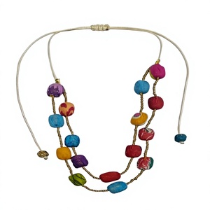 Collar de Perlas de Imitación Hechas a Mano con Baño de Oro, Estilo Bohemio para Mujer, Cuentas de Colores, Ecológico, para Compromiso - Product Image 1