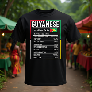 T-shirt avec les informations nutritionnelles de la Guyane, design culturel fierté de la Guyane - Product Image 3