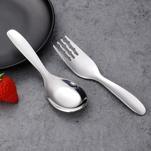 Stainless Steel Spoon And Fork Set Deepened Head Thickened For Children Household Baby Food Use - Product Image 3