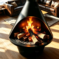 Poêle à bois conique rouge vibrant, best-seller, autoportant, en acier émaillé, avec cheminée cylindrique, chauffage d'ambiance